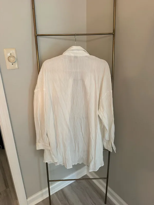 White Oversized Beach Coverup - Image 5
