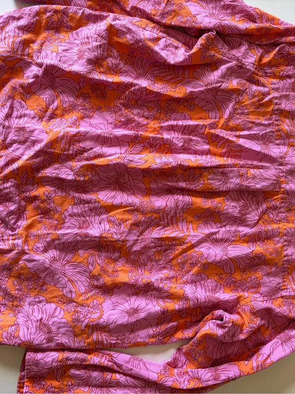 Universal Thread Orange & Pink Floral LS Relaxed Fit Button Up Shirt Women’s XXL - Image 7