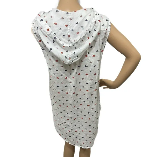 FOR CYNTHIA Coastal Lady 100% Linen Swimsuit Cover Up Pop Over Mini Beachy Sz M - Image 5
