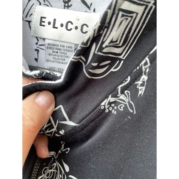 E.L.C.C. Size large vintage tropical themed oversized jacket. Black - Image 10