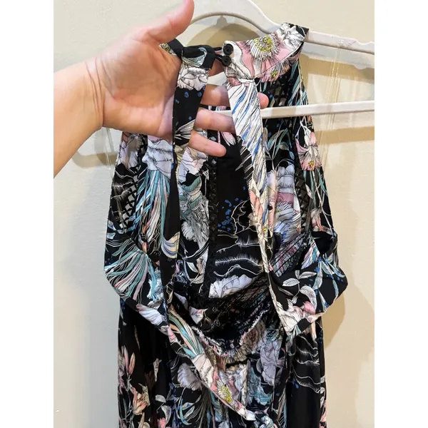 Jasse Endless Summer Maxi Dress Floral Halter Open Back‎ Bow Size XL - Image 5