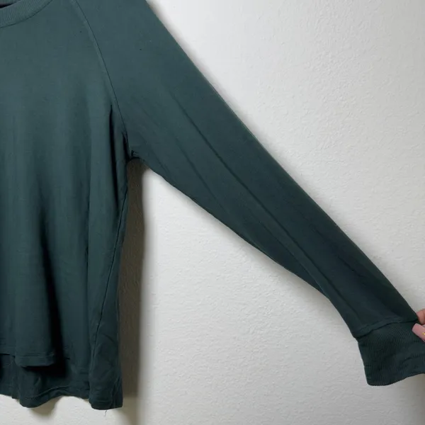 LAKE Women Pajama Top Small Green Modal Long Sleeve Raglan Sweatshirt‎ Lounge - Image 2