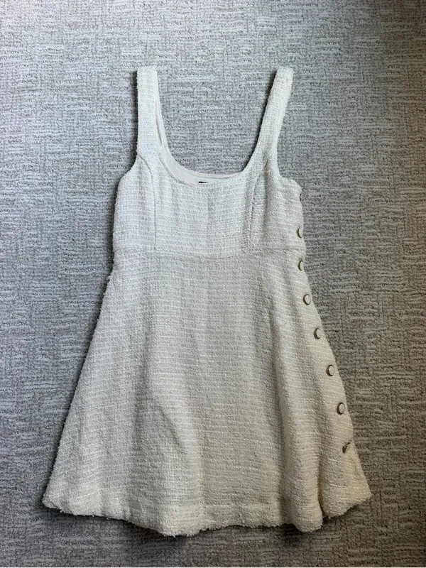 Zara Cream Sleeveless Textured Mini Dress - Image 2