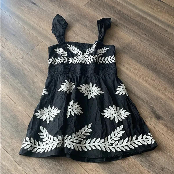 Anthropologie Ruffle Strap Embroidered Mini Dress - Image 3