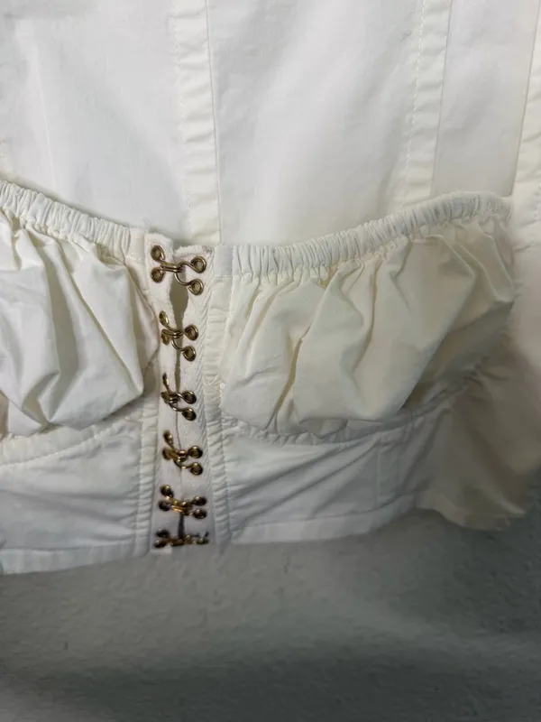 House of‎ CB London Tia White Puff Sleeved Corset Top Womens Size S - Image 10