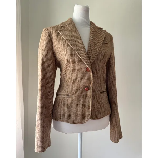 Vintage ‘80s Fay’s Closet Tan Wool Single Breasted Blazer - Image 3