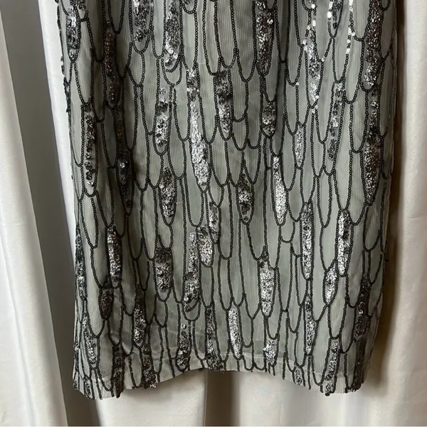 BB Dakota Sequin Shiny Silver Holiday Party Mini Dress Size S - Image 10