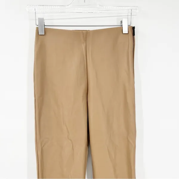 ZARA Faux Leather Skinny Pants Women's‎ Size XS Tan Minimalist Chic - Image 4