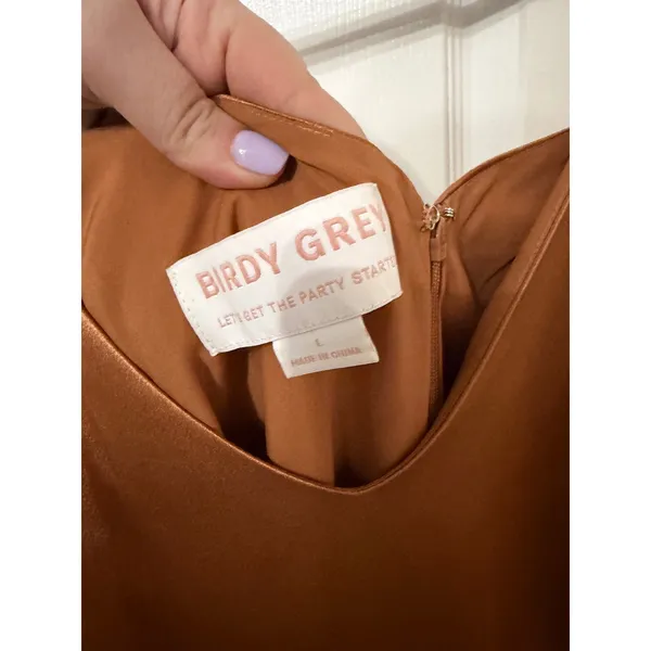 Birdy Grey Jay Dress Shiny Satin Rust Orange Bridesmaid Formal‎ Maxi Slit Size L - Image 6
