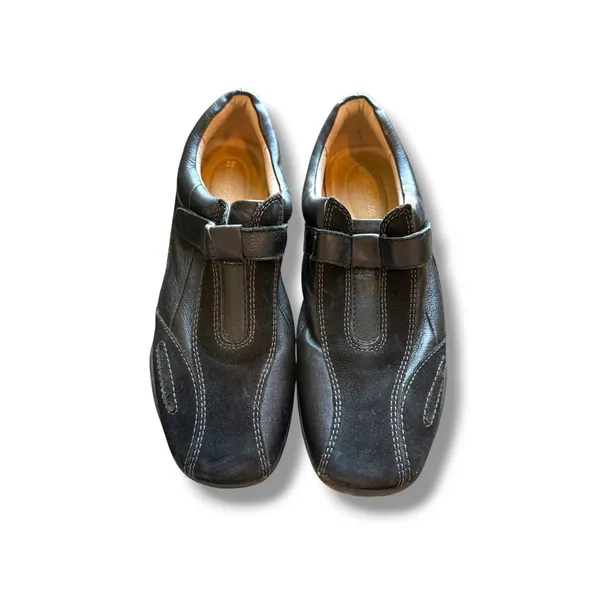 Naturalizer Carlo Loafers Womens 7.5 S Black Brown Leather Suede Hook Loop - Image 2