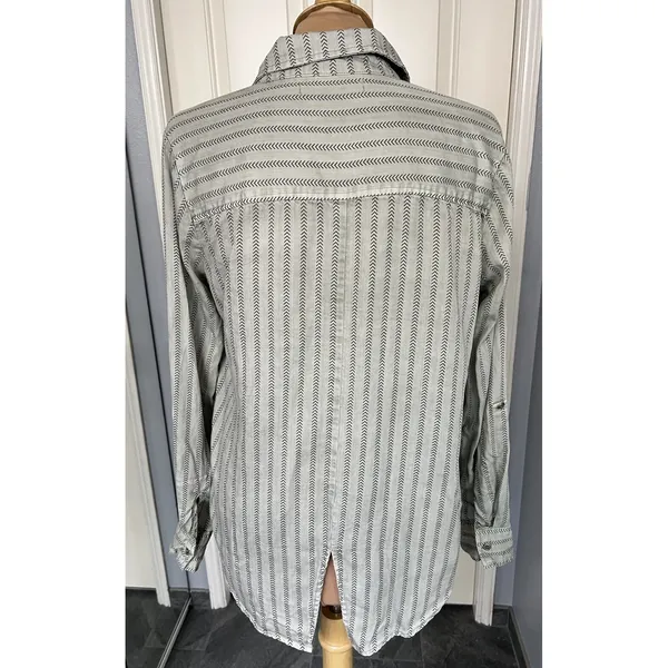Billie T‎ Striped Utility Shirt Green Button Up Long Sleeve Boho Western - Image 4