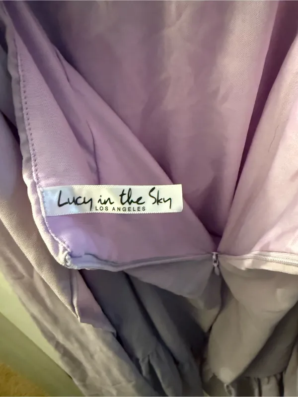 Lucy in the Sky Lilac Puff-Sleeve Mini Dress - Image 3