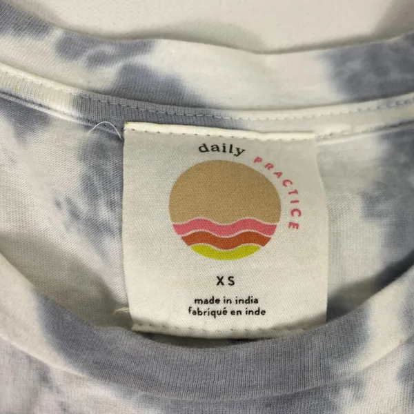 Daily‎ Practice T-Shirt Dress Womens XS Blue Tie Dye Cotton Side Slit Casual - Image 2