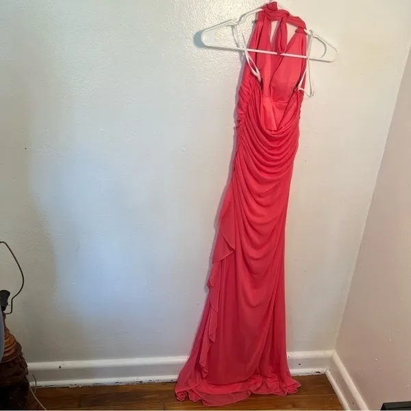 Vintage Betsy & Adam by Linda Bernell Women's Halter Dress Pink Maxi Dress Prom - Image 8