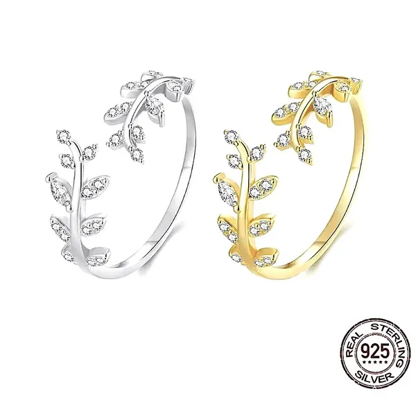 Boutique Sparkly 5a Cz‎ Leaf Ring | White Gold Plated Sterling Silver - Image 8