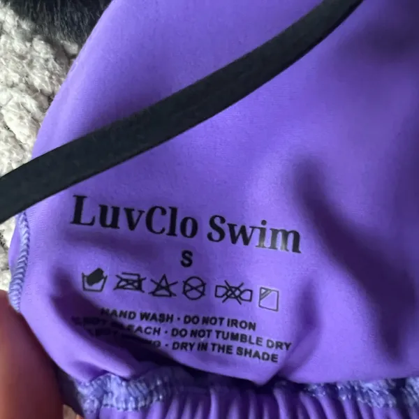 White Fox LuvClo Swim Purple Bikini with Black Straps - Image 2