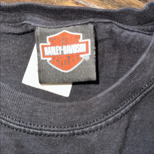 Harley-Davidson Black and Orange Logo Tee Clarksville Tennessee size medium - Image 5