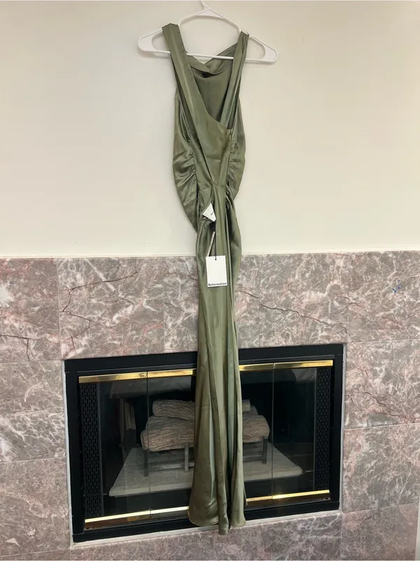 NWT Reformation Casette Silk Maxi Dress Green Size 8 - Image 5