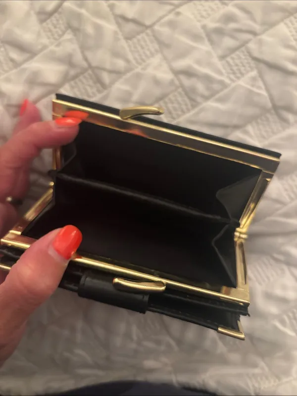 Classic Black Women's Wallet with Gold Trim - Image 5