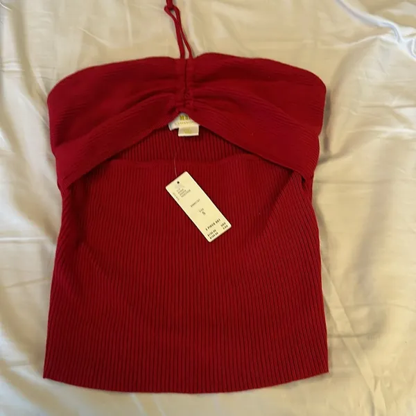 Maeve Anthropologie 2 piece set small halter shrug raspberry red $130 nwt - Image 9