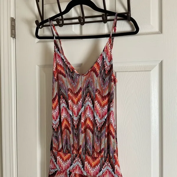Veronica M Jene Stretch Drop Waist Maxi Dress Medium Boho Chevron Geometric - Image 4