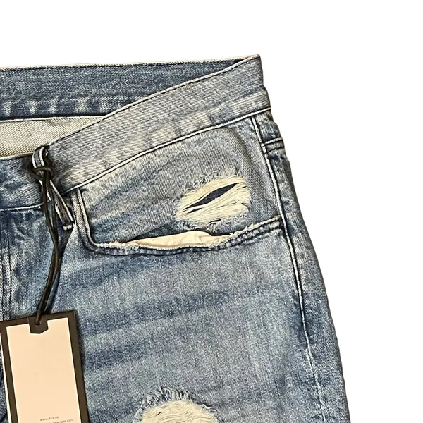 3X1 Fringe Hem Crop‎ Straight Leg Jeans Distressed Mid -Rise Cotton 31 Women NWT - Image 8