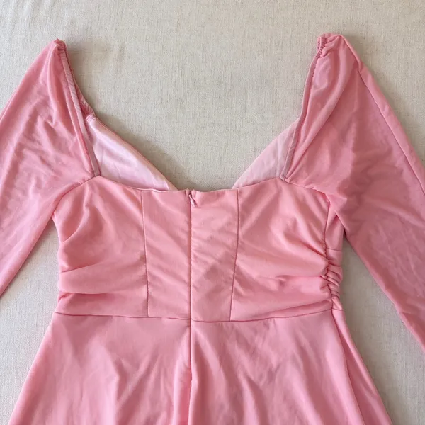 Marthea Mesh Mini Dress Womens Large Pink Tie Front Bell‎ Sleeve Coquette NWT - Image 12
