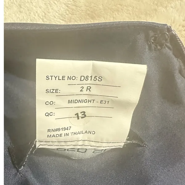 Alfred Sung A-Line Gown Women's 2R Navy Blue One-Shoulder Maxi Draped D815S NWT - Image 8