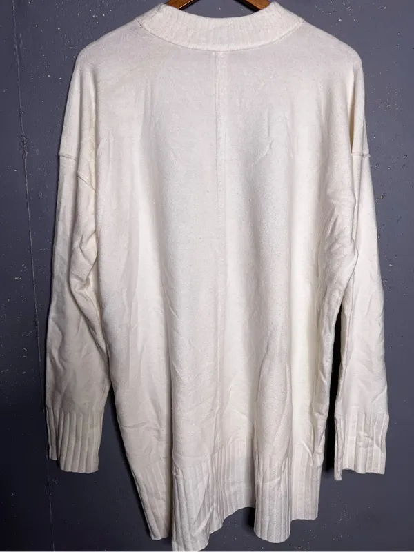 Free People Phoebe Pullover Sweater Size M Oversized Tunic in Ivory - Image 5