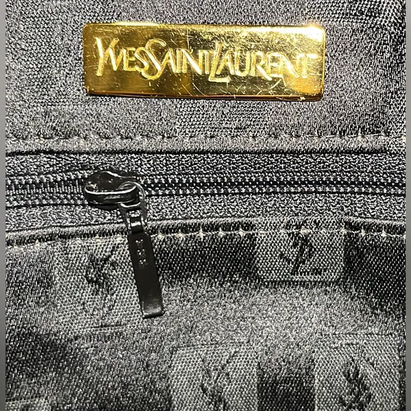 YVES SAINT LAURENT Vintage Leather-Trim Woven Boston Bag - Image 8