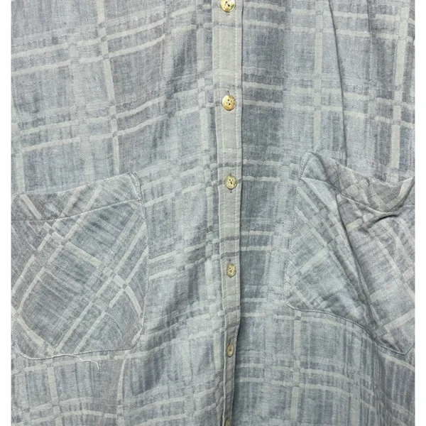 Soft Surroundings Midi Shirt Dress Women S Blue Cotton Linen Good Missing Belt - Image 2