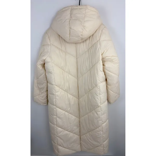 Banana Republic Factory Water Resistant Puffer Jacket Long Cream Parka Size XL - Image 12
