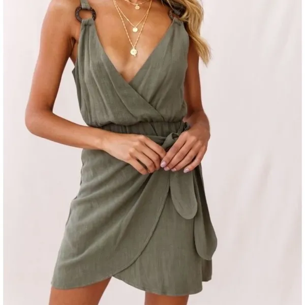 ✨Selfie Leslie Kay Wrap Skirt Green Sz Large Dress✨ - Image 3