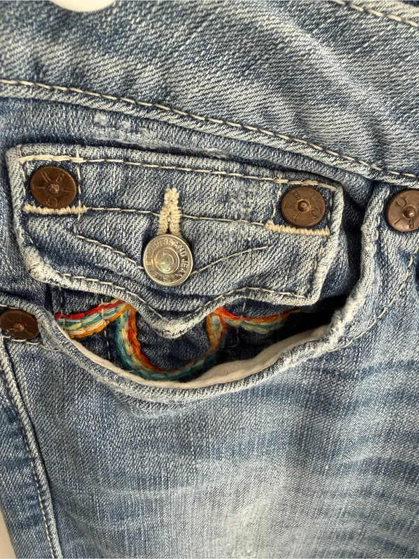 True Religion World Tour‎ Rainbow Stitch Bootcut Jeans 28 Y2K - Image 2