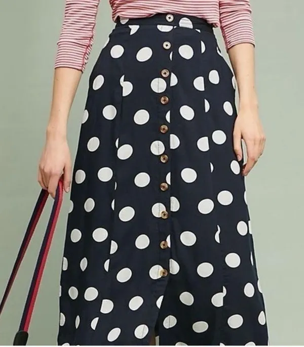 Anthropologie Maeve Claudette polka dot maxi skirt Navy and white dots - Image 3