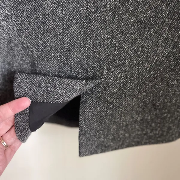 LL Bean Grey Herringbone Tweed Wool Silk Blazer Riding Jacket Heritage Classic - Image 10