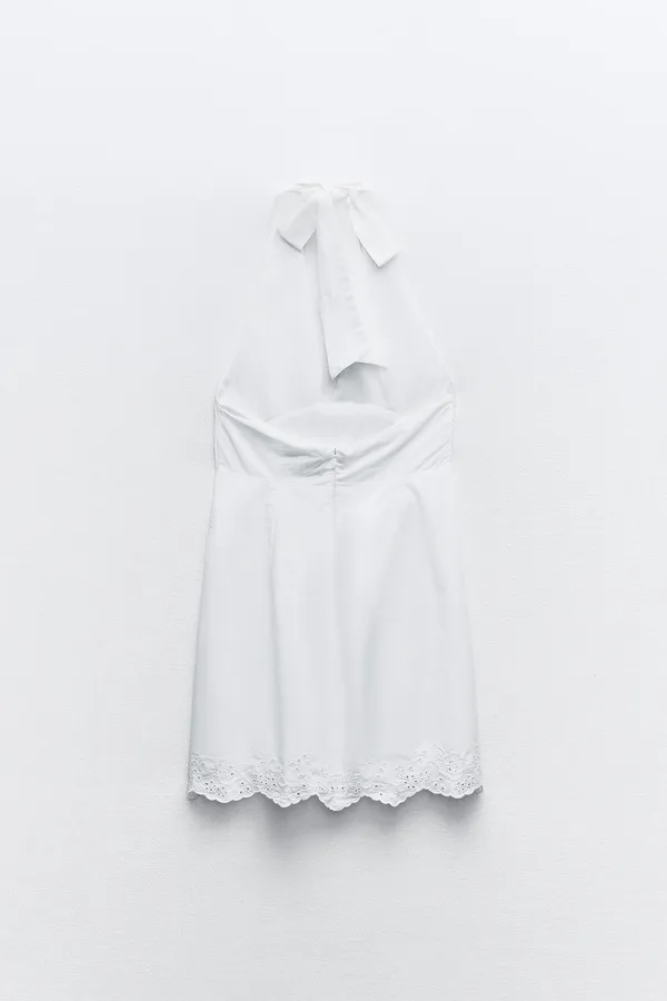 Zara White Lace Halter Dress mini dress lace Bohemian Summer Casual vacation - Image 7
