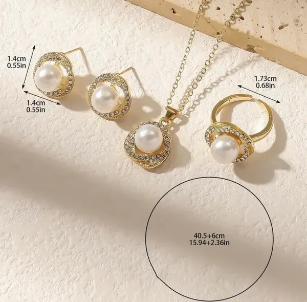 Elegant Gold and Pearl Jewelry Set - Image 4