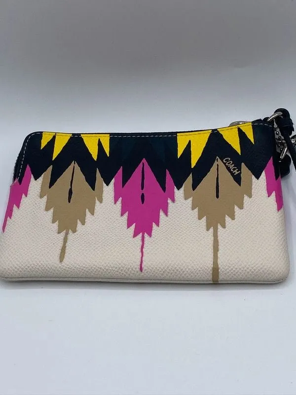 Coach Cross Grain Hawk Feather Wristlet Multicolor White - Image 6