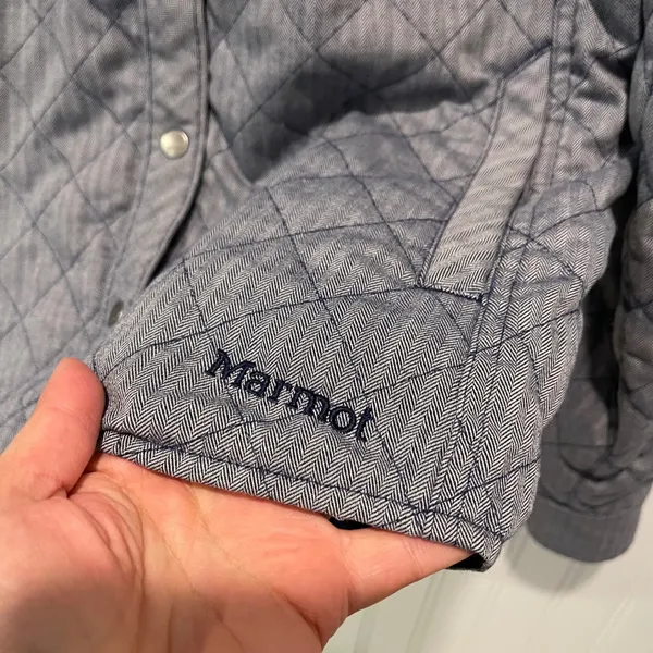 Marmot Riley Women's‎ Quilted Snap Front Shirt Jacket Blue Gray Size Small - Image 5