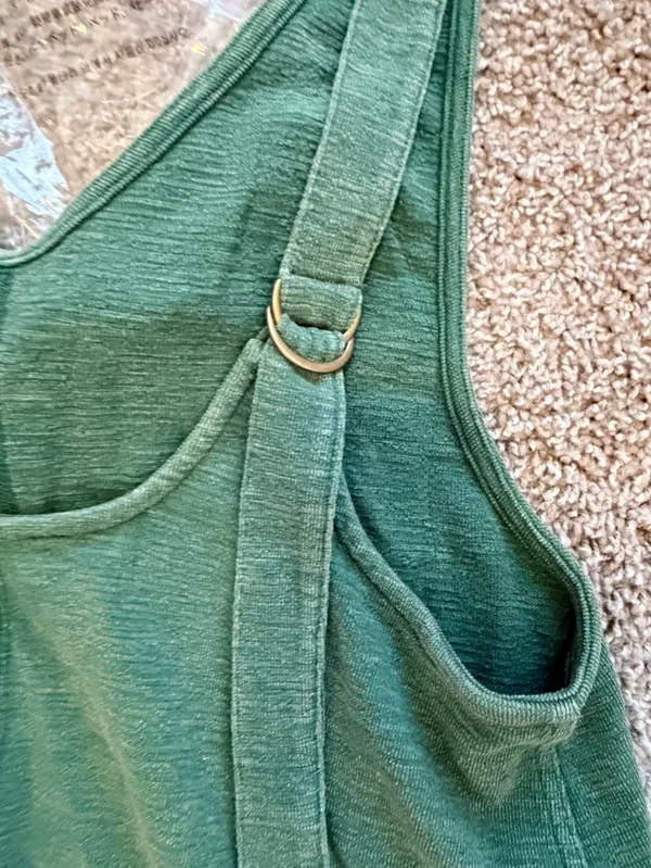 NIB Zenana textured overall mini dress with adjustable straps size medium sage - Image 5
