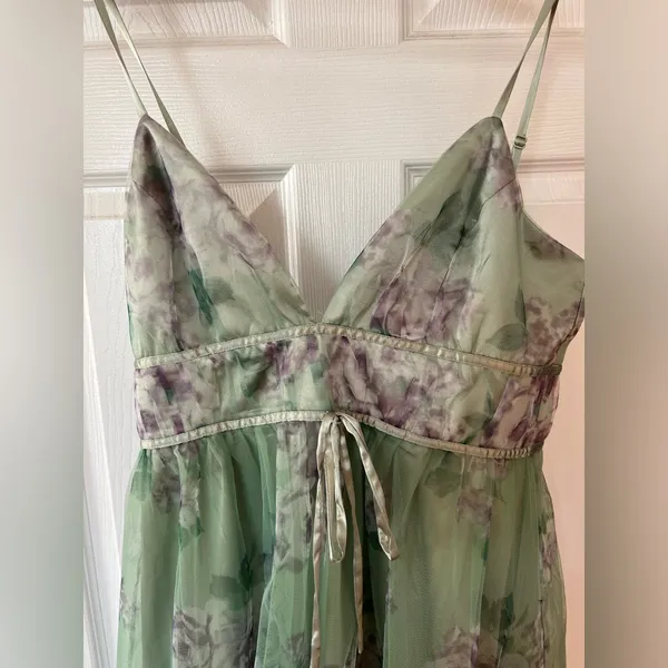 Lulus Delightful Invitation Green Floral Tulle Sleeveless Maxi‎ Dress - Image 2