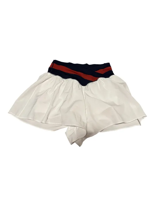 Aerie White Flowy Athletic Shorts Navy Red Crossover Waist Size XS - Image 2