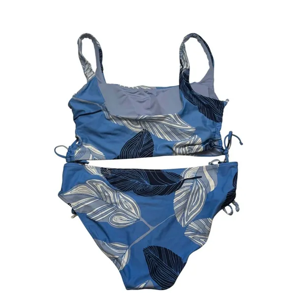 Aerie Tie Bikini Blue Floral Scoop Neck Set - Image 4