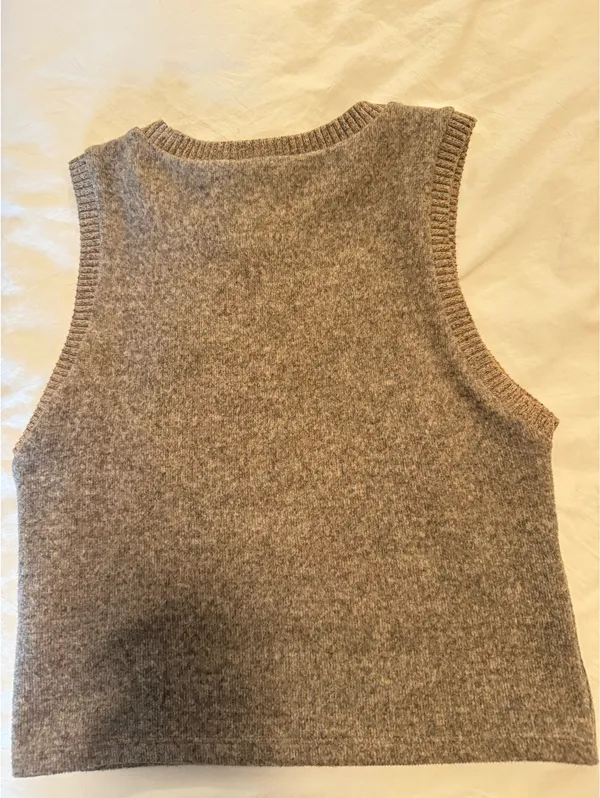 Zara heathered oatmeal sleeveless top - Image 3