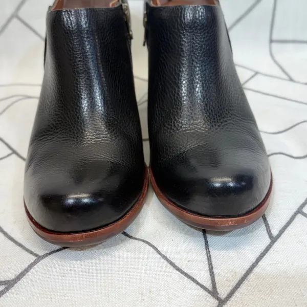 Kork-Ease Wedge Ankle Booties 8.5 Black Leather Side Zip‎ Shooties K39903 - Image 10