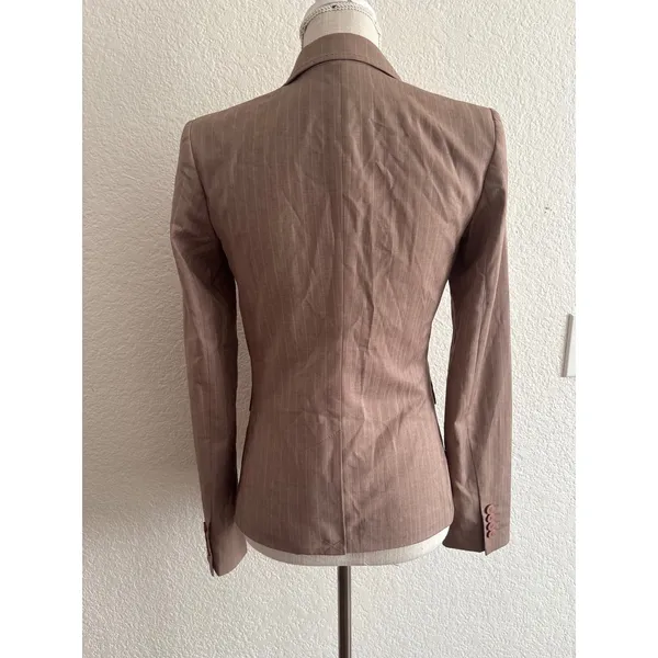 New York & Company Pant Suit Size 0 Tall Brown Pinstripe Blazer Trousers Set - Image 5