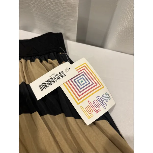 Lularoe -‎ Jill Skirt- Large- NWT- Tan and Black stripe Pleated Accordion - Image 2