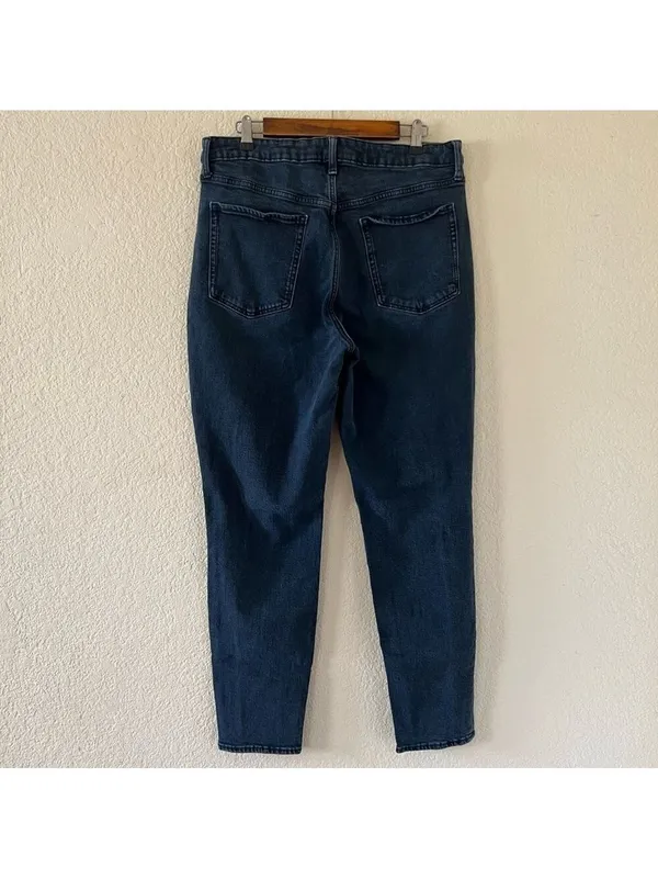 Old Navy O.G. Straight Jeans Size 14‎ Tall High Rise Distressed Dark Wash Denim - Image 2