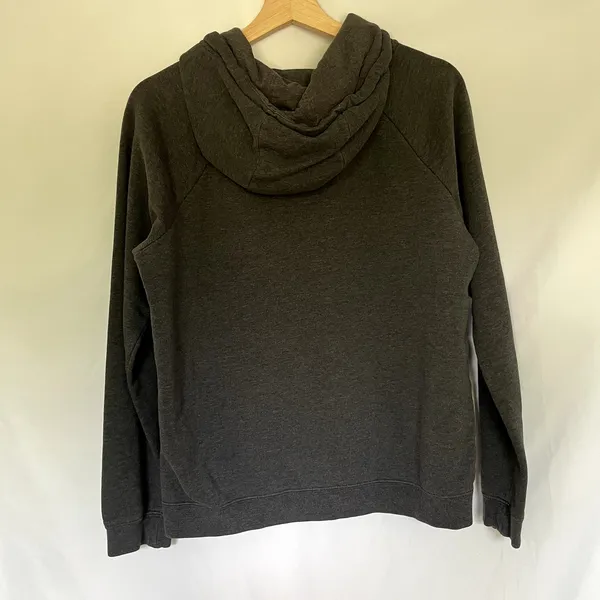 Nike gray white swoosh hooded sweatshirt hoodie women's size M kangaroo cotton - Image 7